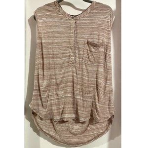 Madewell Women's Large Tip Off Placket High Low Sleeveless Top in Mauve
